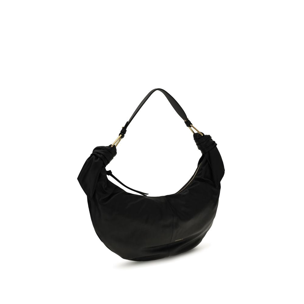 Coccinelle Furoshiki Smooth Leather Shoulder Bag in Black
