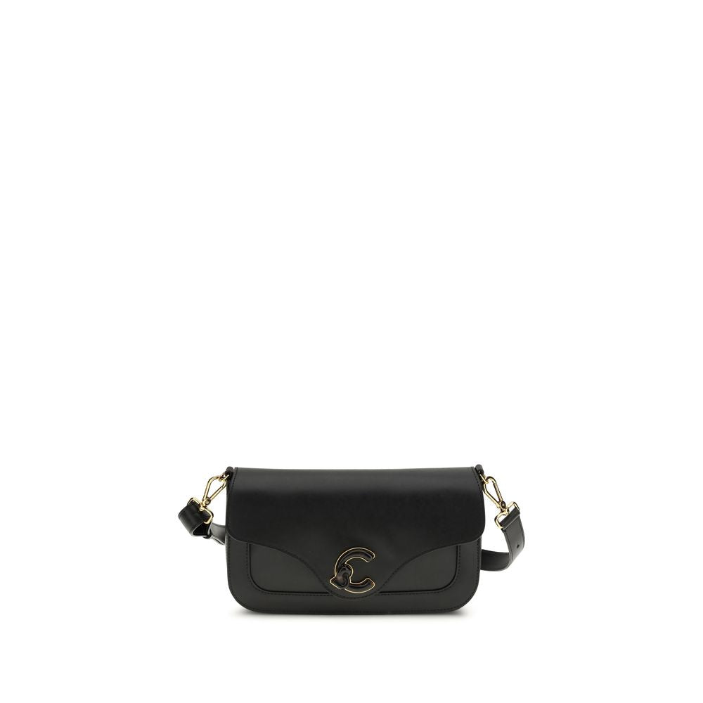 Coccinelle C-Me Large Shoulder Bag in Smooth Black Leather