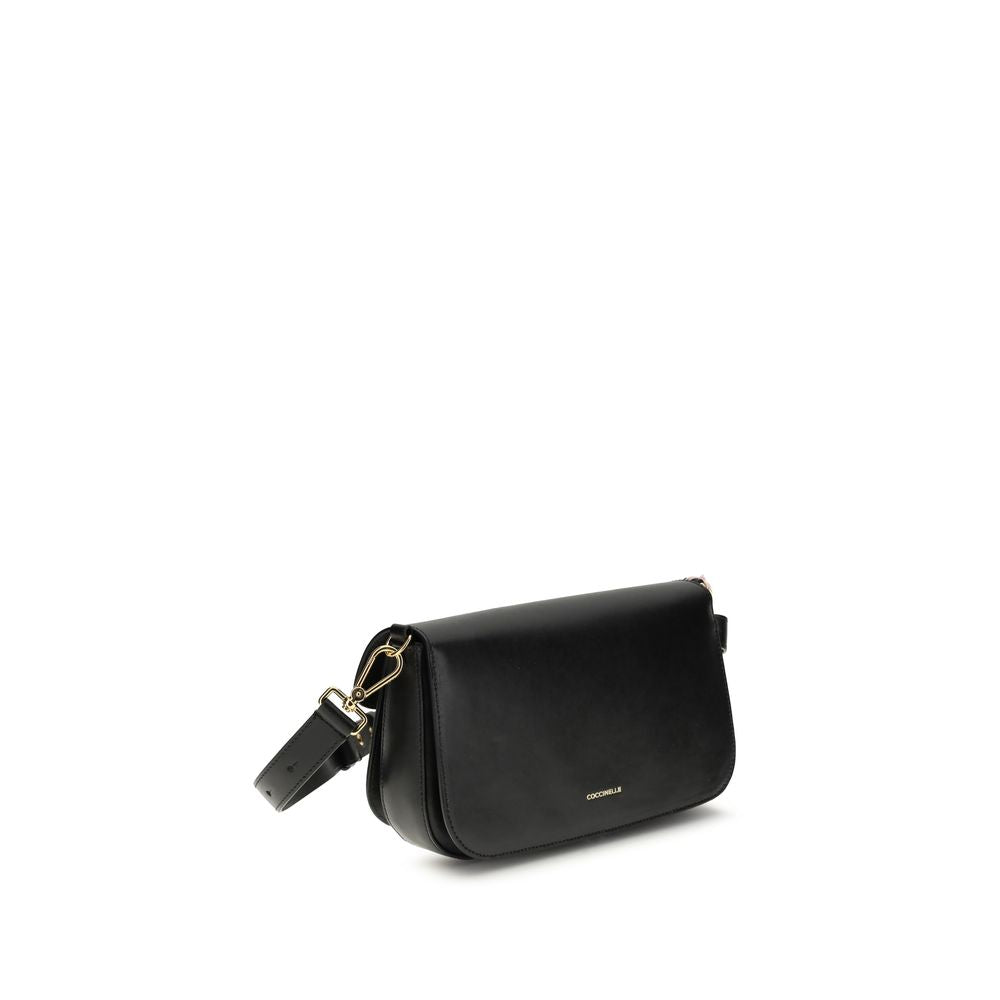 Coccinelle C-Me Large Shoulder Bag in Smooth Black Leather