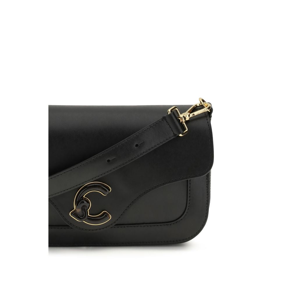 Coccinelle C-Me Large Shoulder Bag in Smooth Black Leather