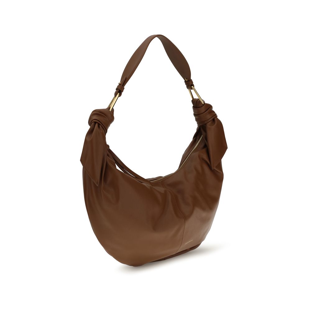 Coccinelle Furoshiki Smooth Leather Shoulder Bag in Brown