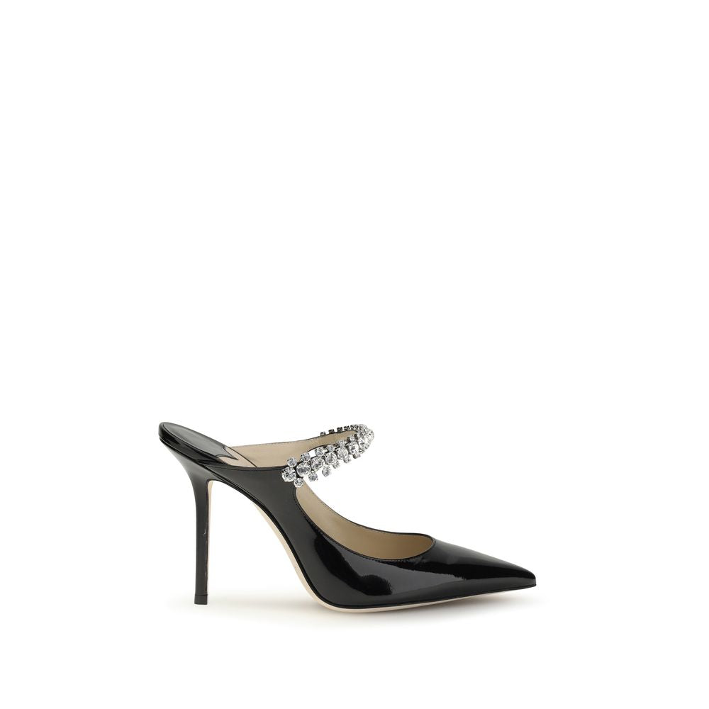 Jimmy Choo Bing 100 Pumps in Black Patent Leather with Crystals