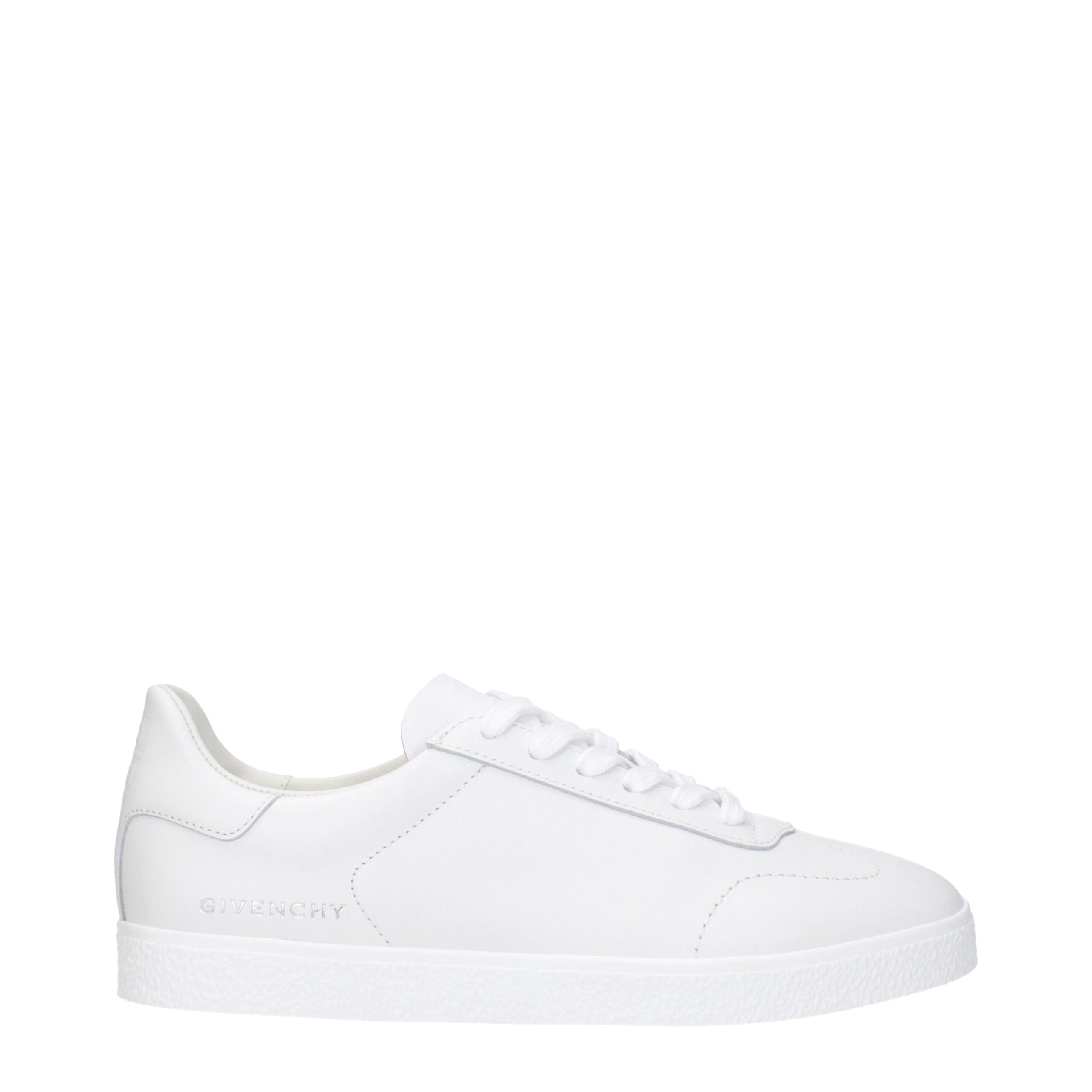 Givenchy Low Top White Leather Sneakers with Side Logo and Lace-Up Closure