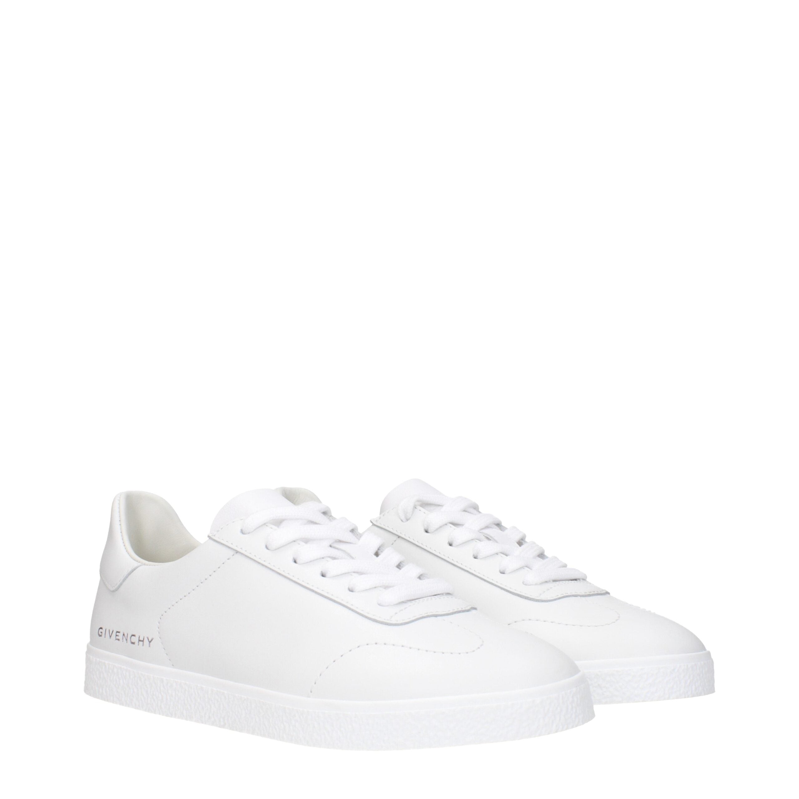 Givenchy Low Top White Leather Sneakers with Side Logo and Lace-Up Closure