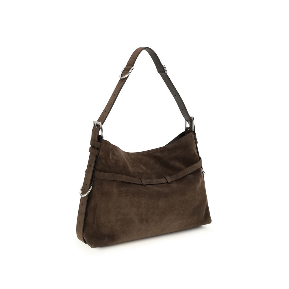 Givenchy Voyou Medium Shoulder Bag in Black Shiny Suede