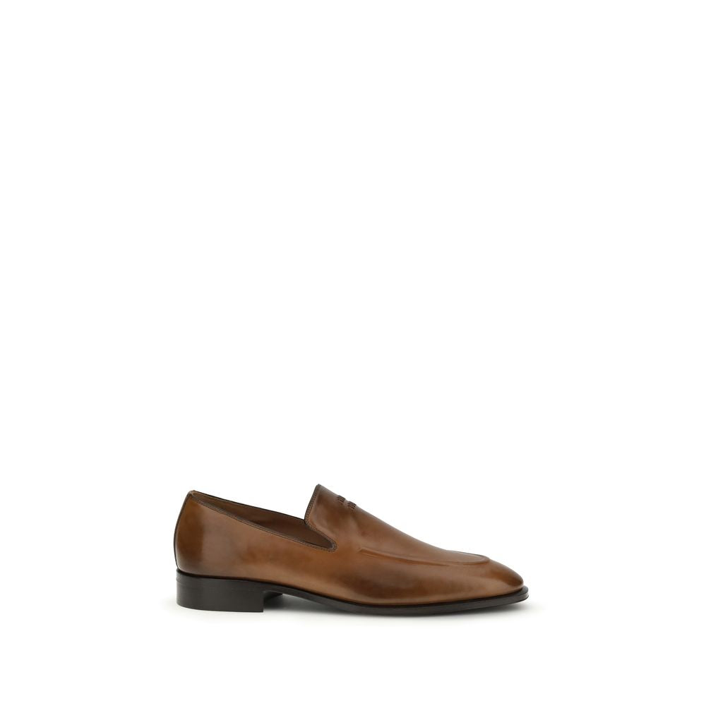 Miu Miu Brown Calf Leather Bos Taurus Slip-On Loafers