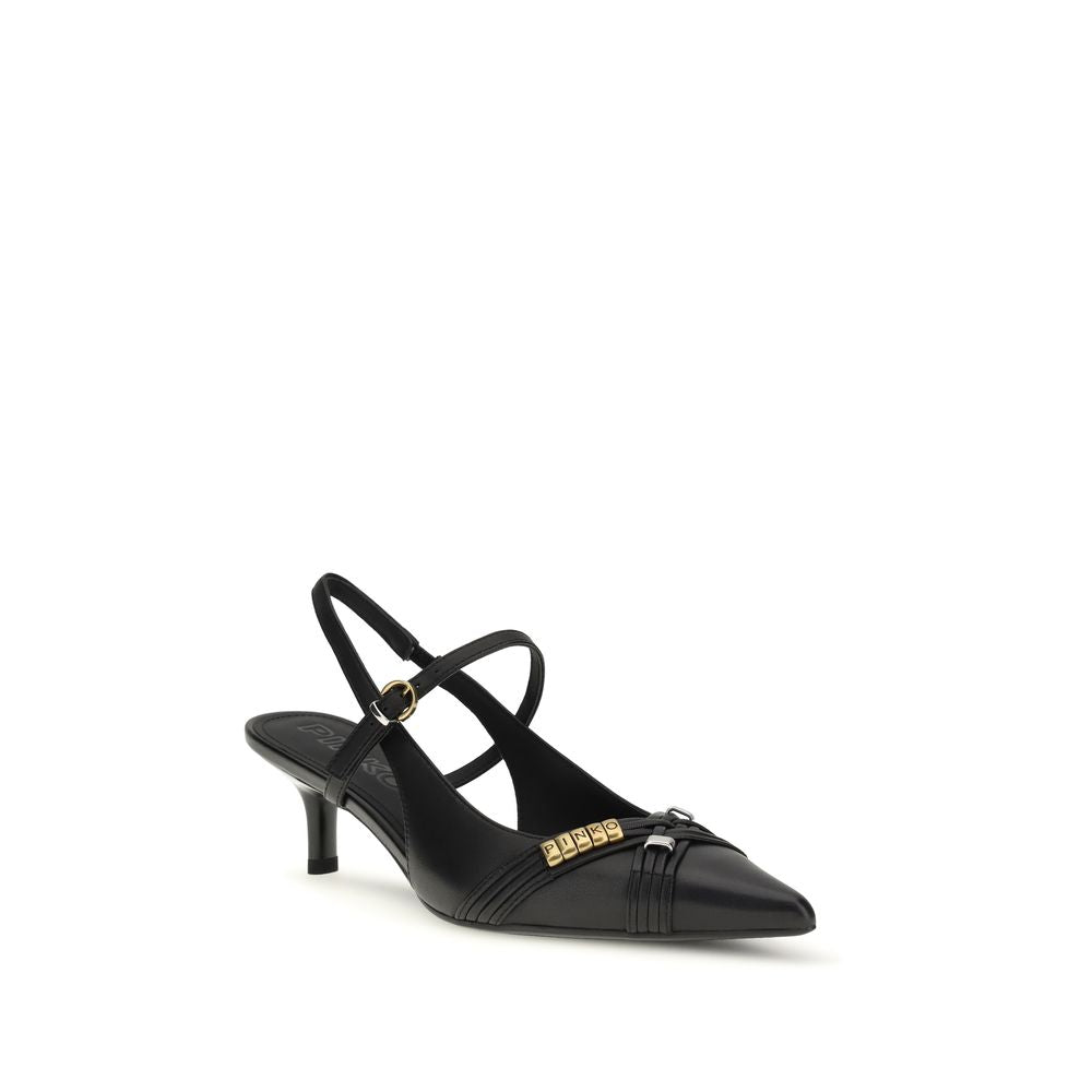 PINKO Black Calf Leather Bos Taurus Pumps