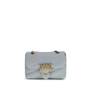 PINKO Light Blue Calf Leather Bos Taurus Shoulder Bag