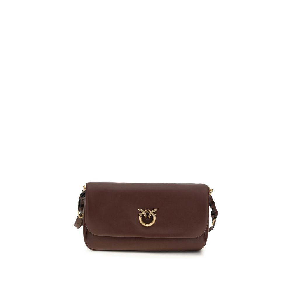 PINKO Brown Calf Leather Bos Taurus Shoulder Bag