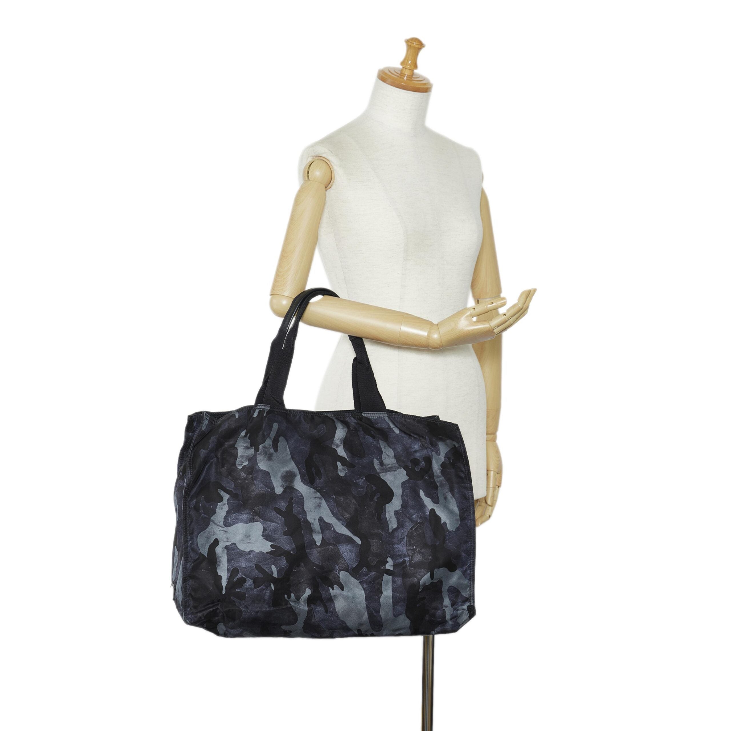 Prada Black Camouflage Tessuto Nylon Tote Bag