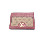 Gucci GG Supreme Card Case In Burgundy