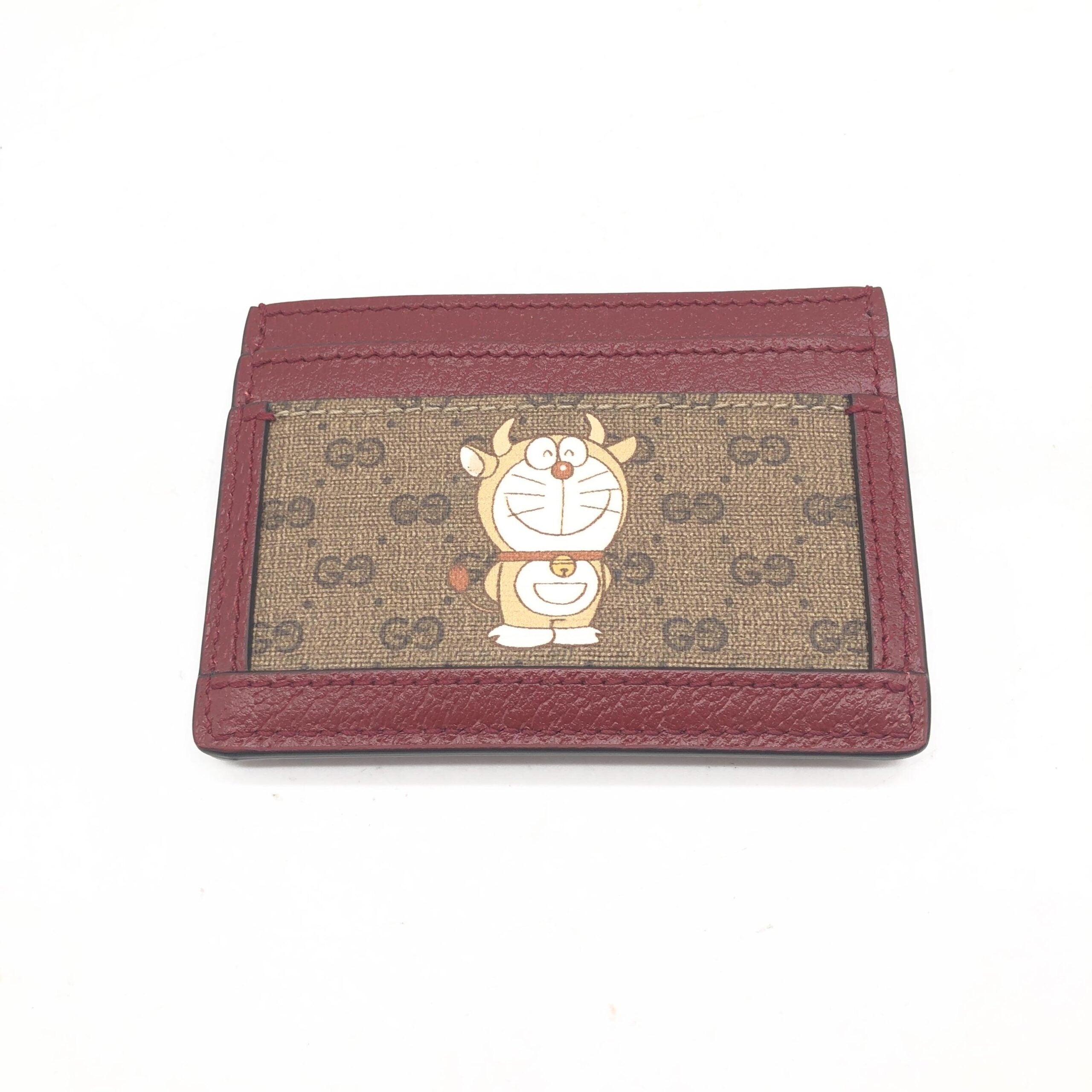 Gucci GG Supreme Card Case In Burgundy