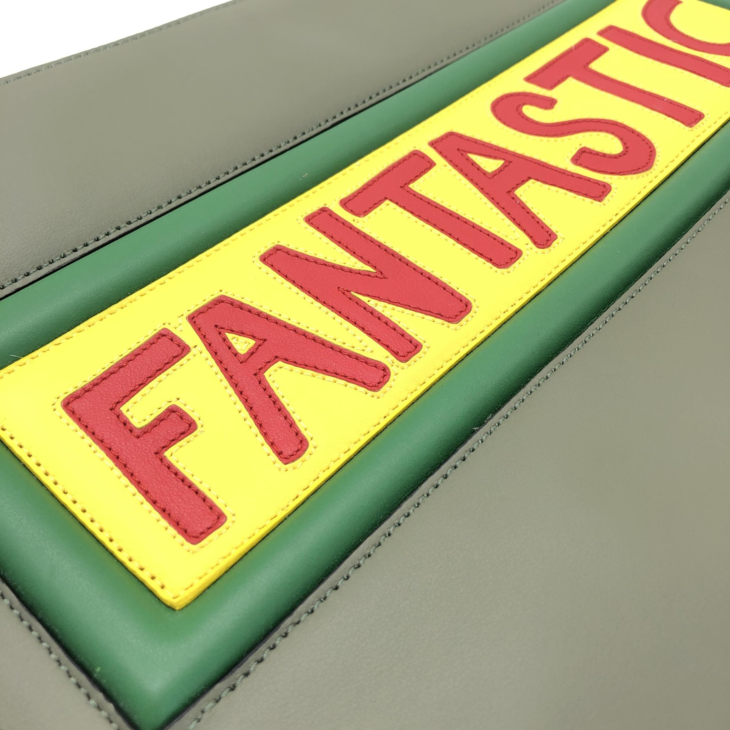 Fendi Moss Green Leather Clutch With Logo