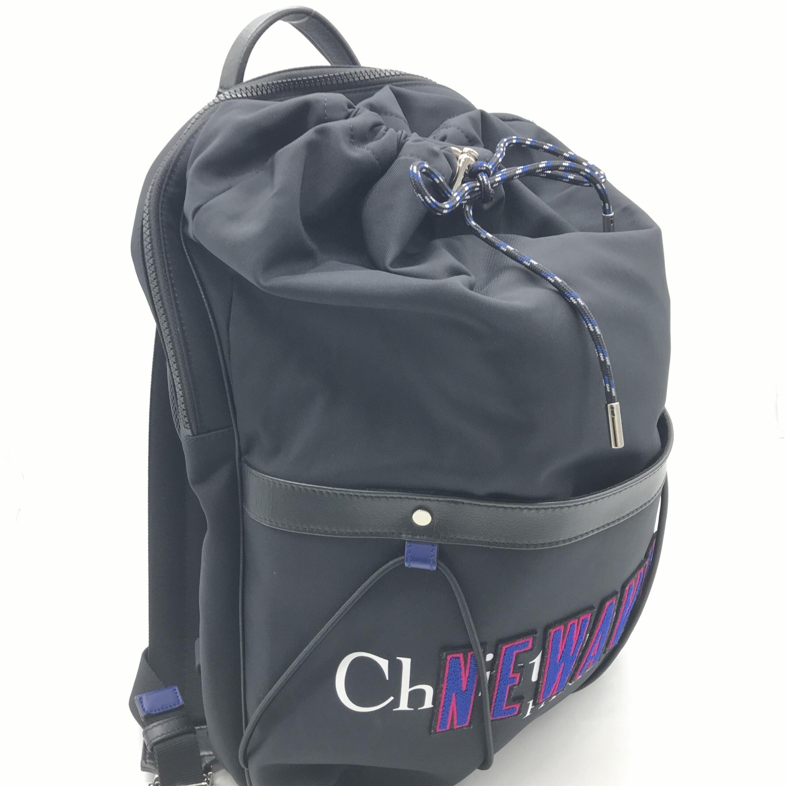 Christian Dior Newave Drawstring Nylon Backpack In Black