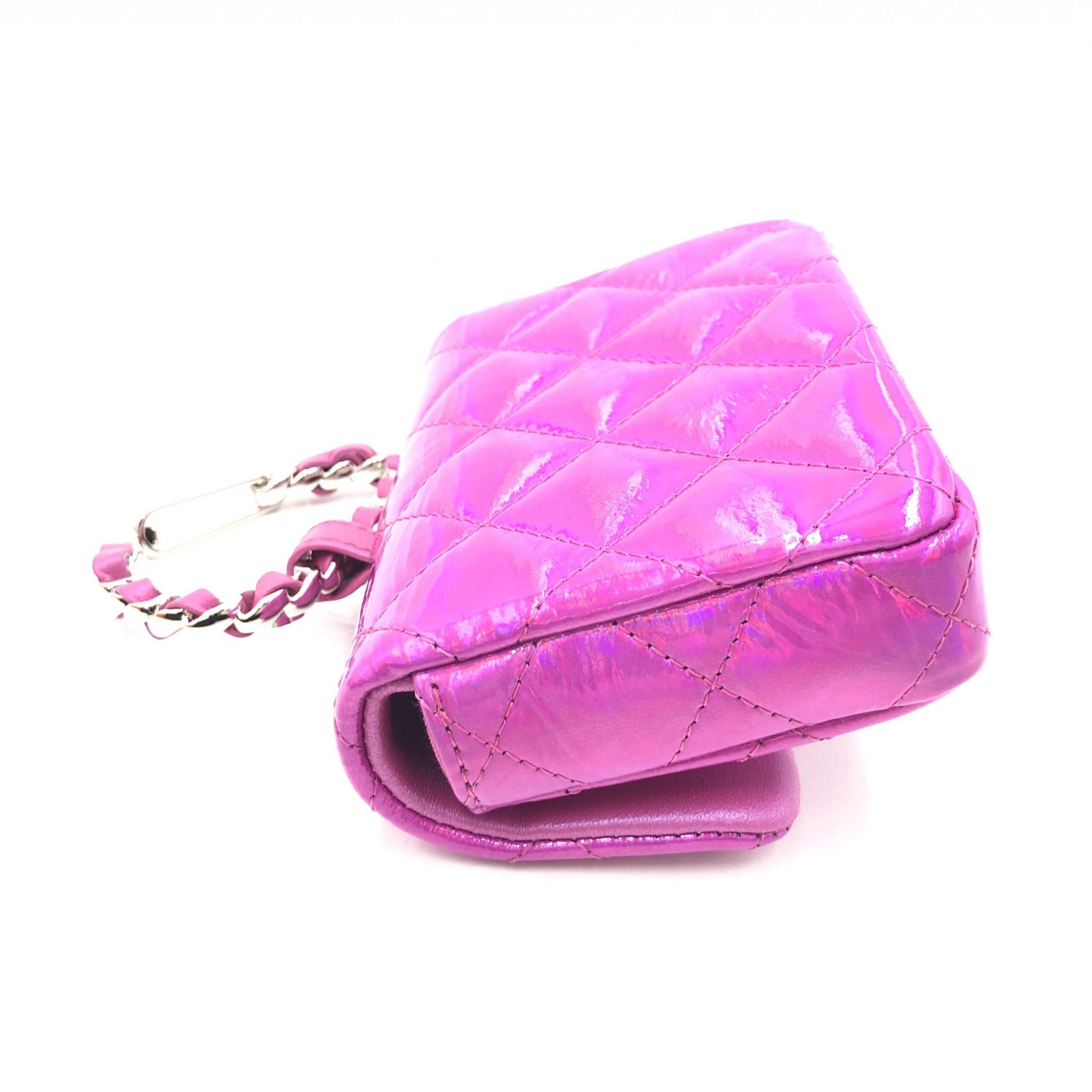 Chanel Iridescent Pink Quilted Leather Pouch