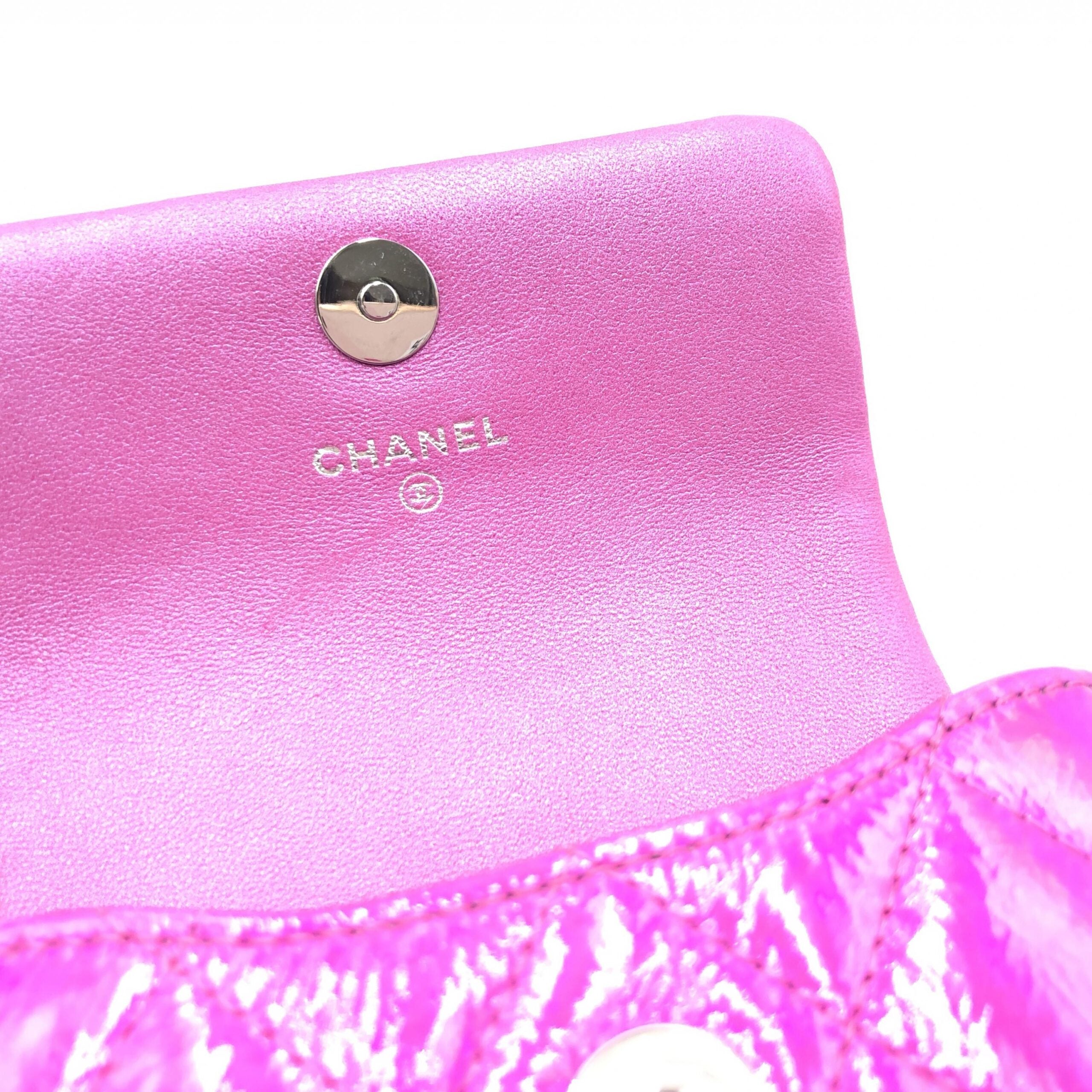 Chanel Iridescent Pink Quilted Leather Pouch