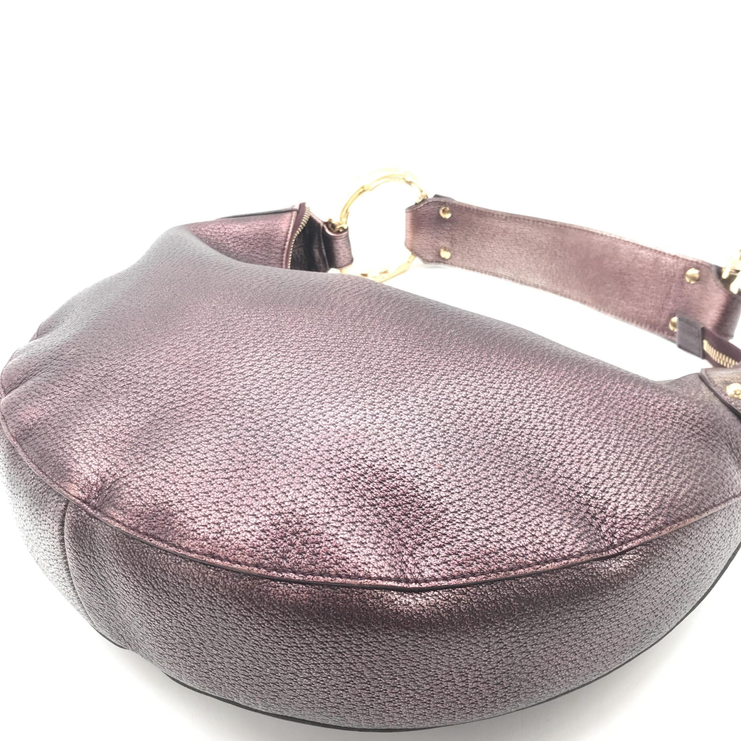 Gucci Metallic Leather Bamboo Ring Hobo Bag