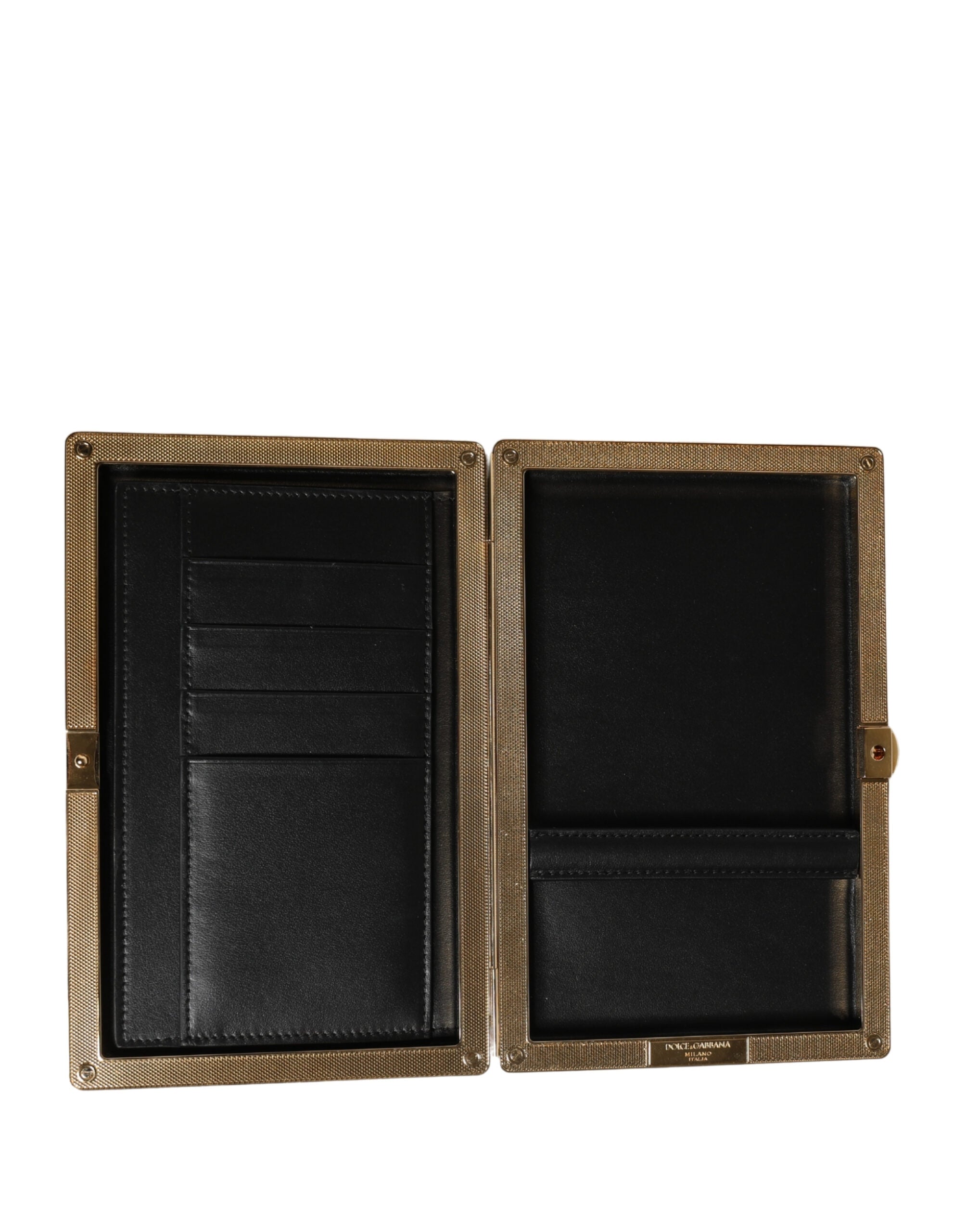 Dolce & Gabbana Brown Calfskin Leather Clutch Evening Women Purse Bag