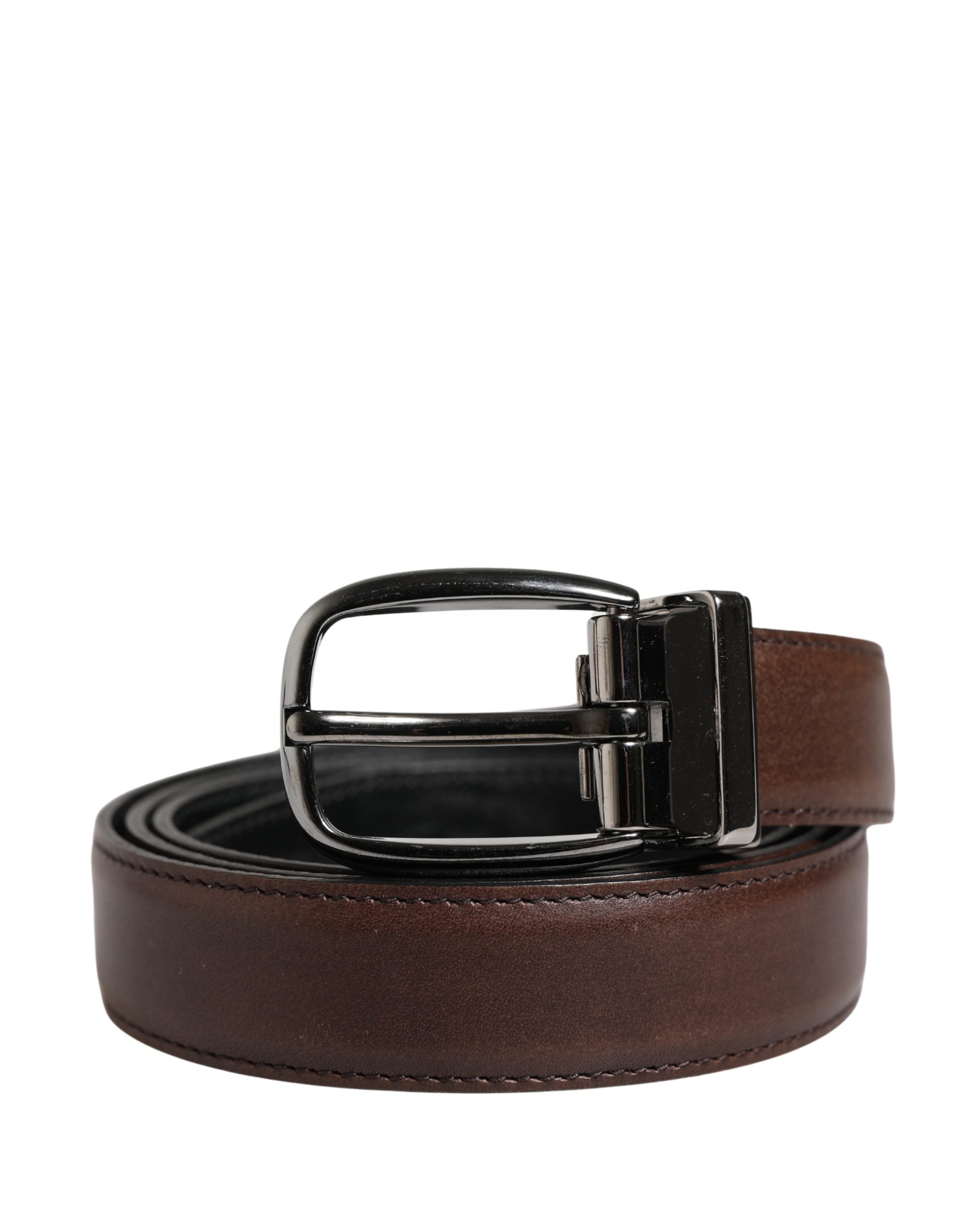 Dolce & Gabbana Men Brown Classic Leather Metal Buckle Belt