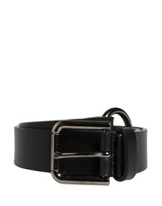 Dolce & Gabbana Men Black Calfskin Leather Metal Buckle Belt