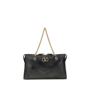 Valentino Garavani Black Calf Leather Bos Taurus Shoulder Bag