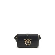 PINKO Black Calf Leather Bos Taurus Shoulder Bag