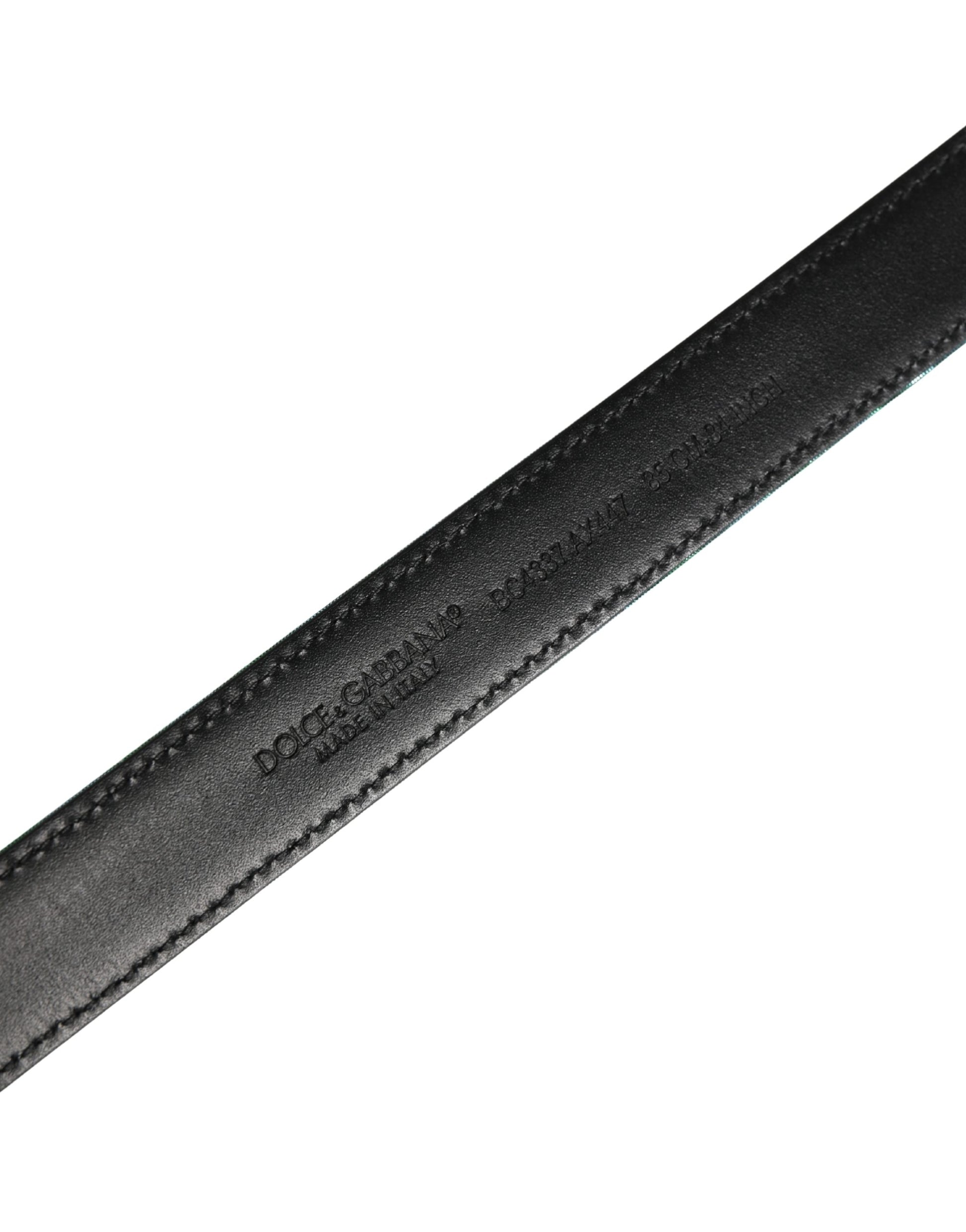 Dolce & Gabbana Men Green Lurex Polyester Metal Buckle Belt