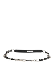 Dolce & Gabbana Black Leather Silver Chain Bag Accessory Shoulder Strap