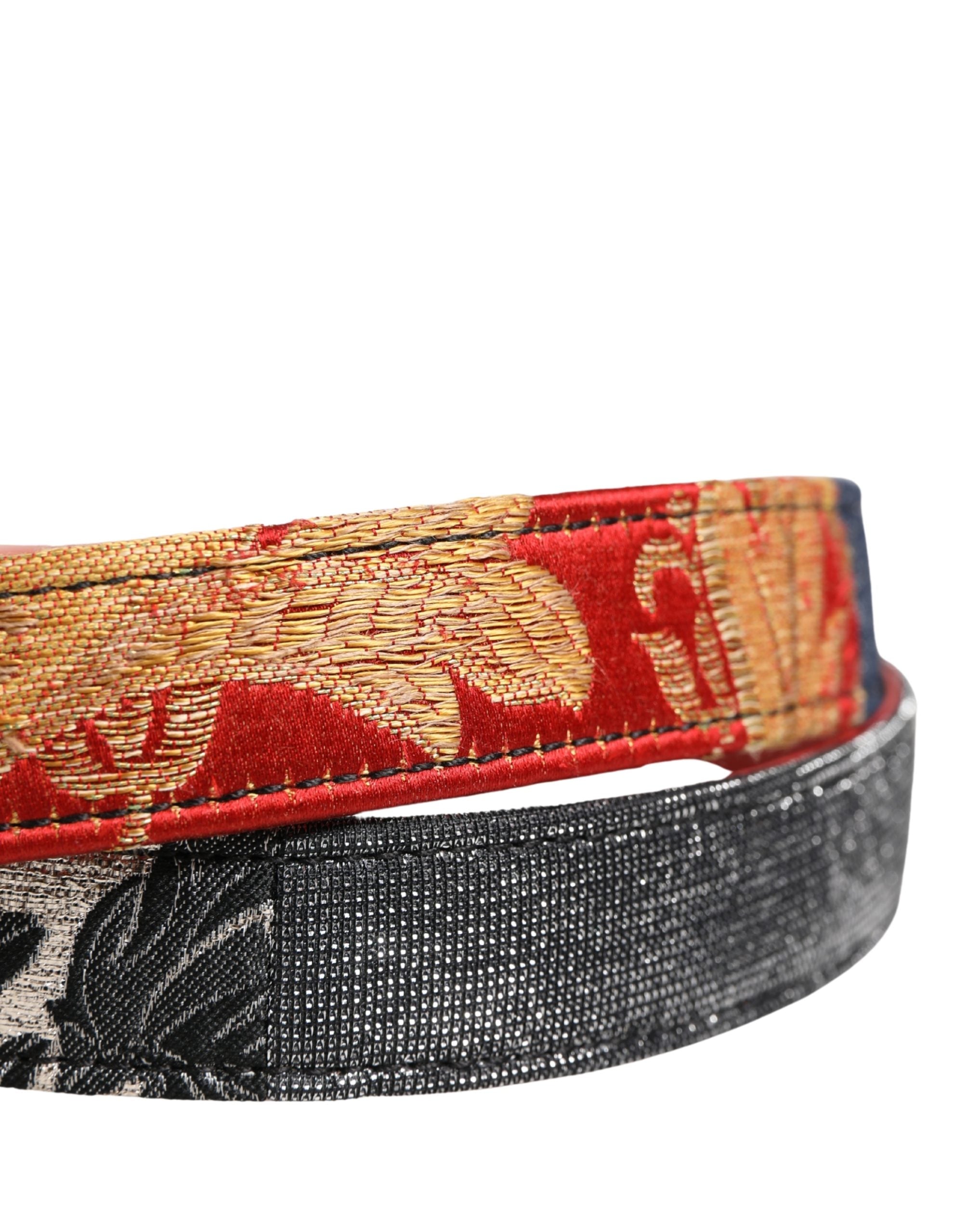 Dolce & Gabbana Multicolor Floral Jacquard Metal Buckle Belt