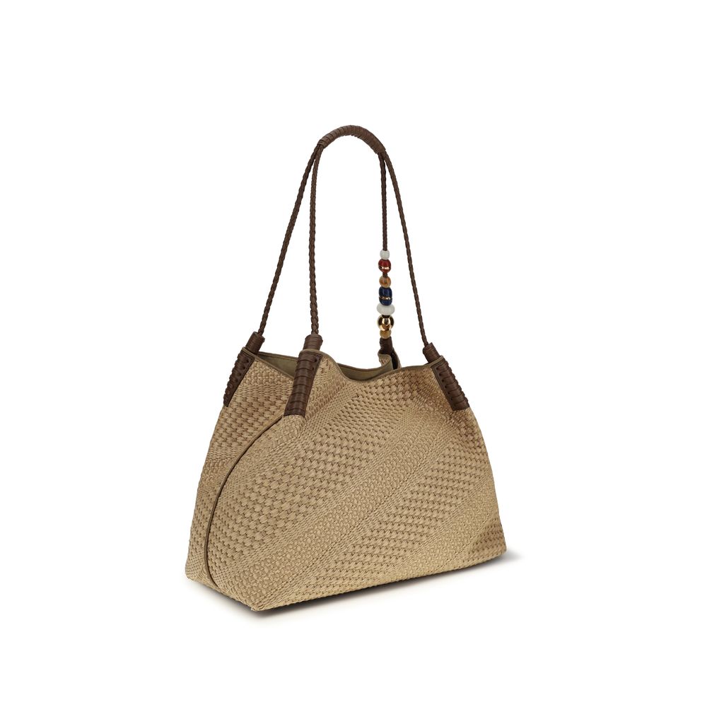 Etro Beige Raffia Shoulder Bag