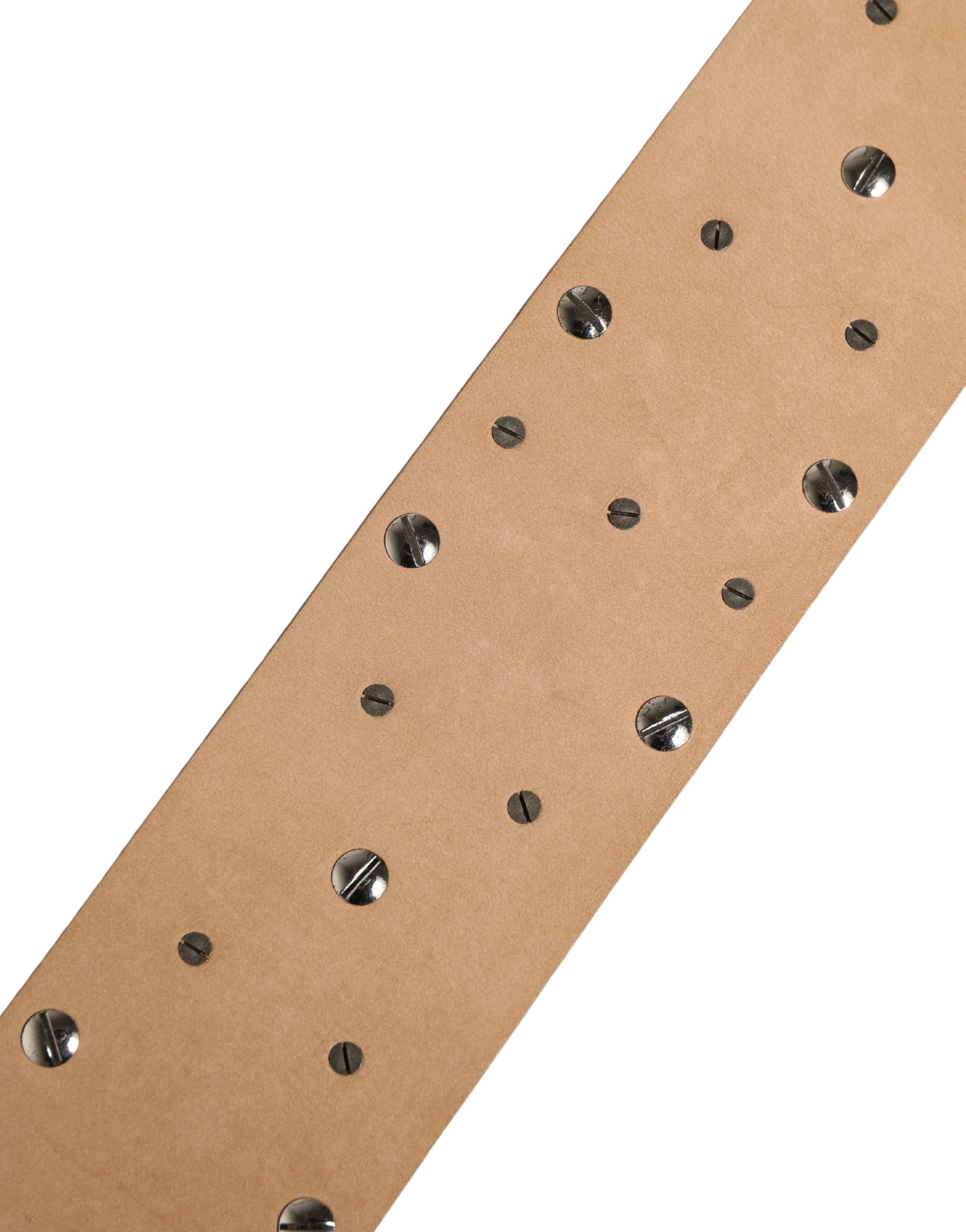 Dolce & Gabbana Silver Leather Crystal Metal Buckle Belt