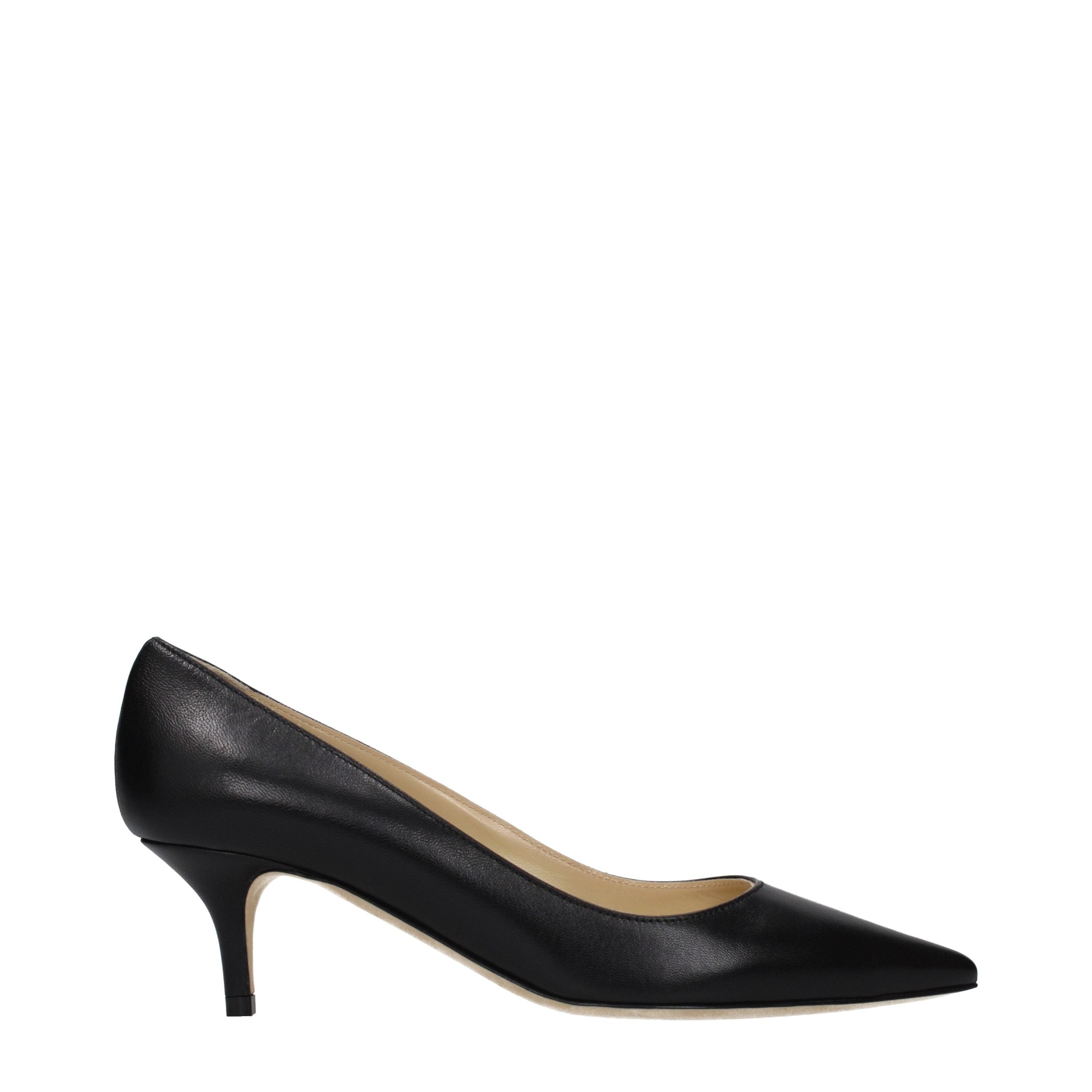 Jimmy Choo Black Leather Mid Heel Pumps