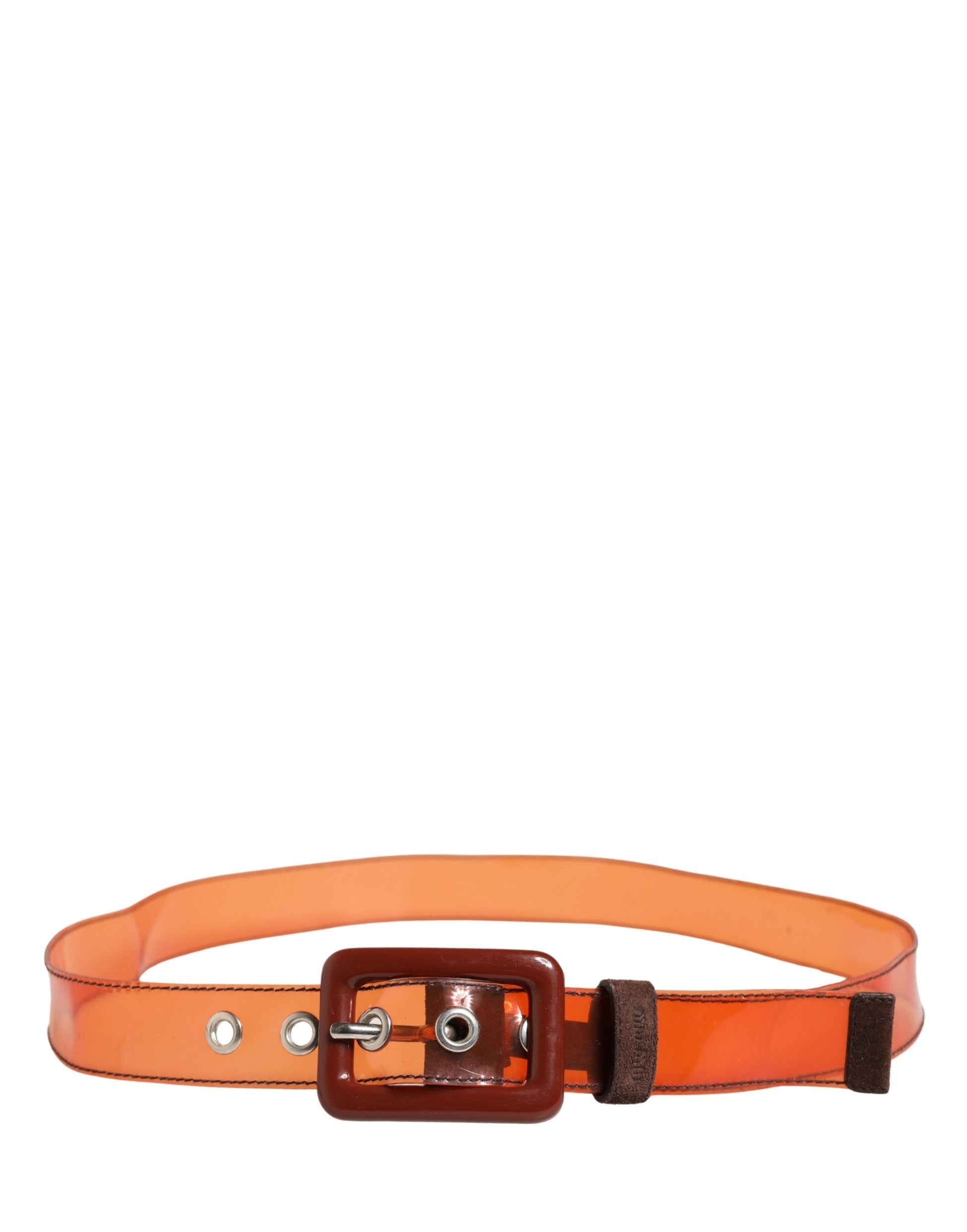Miu Miu Orange PVC Waist Women Belt Square Buckle Belt