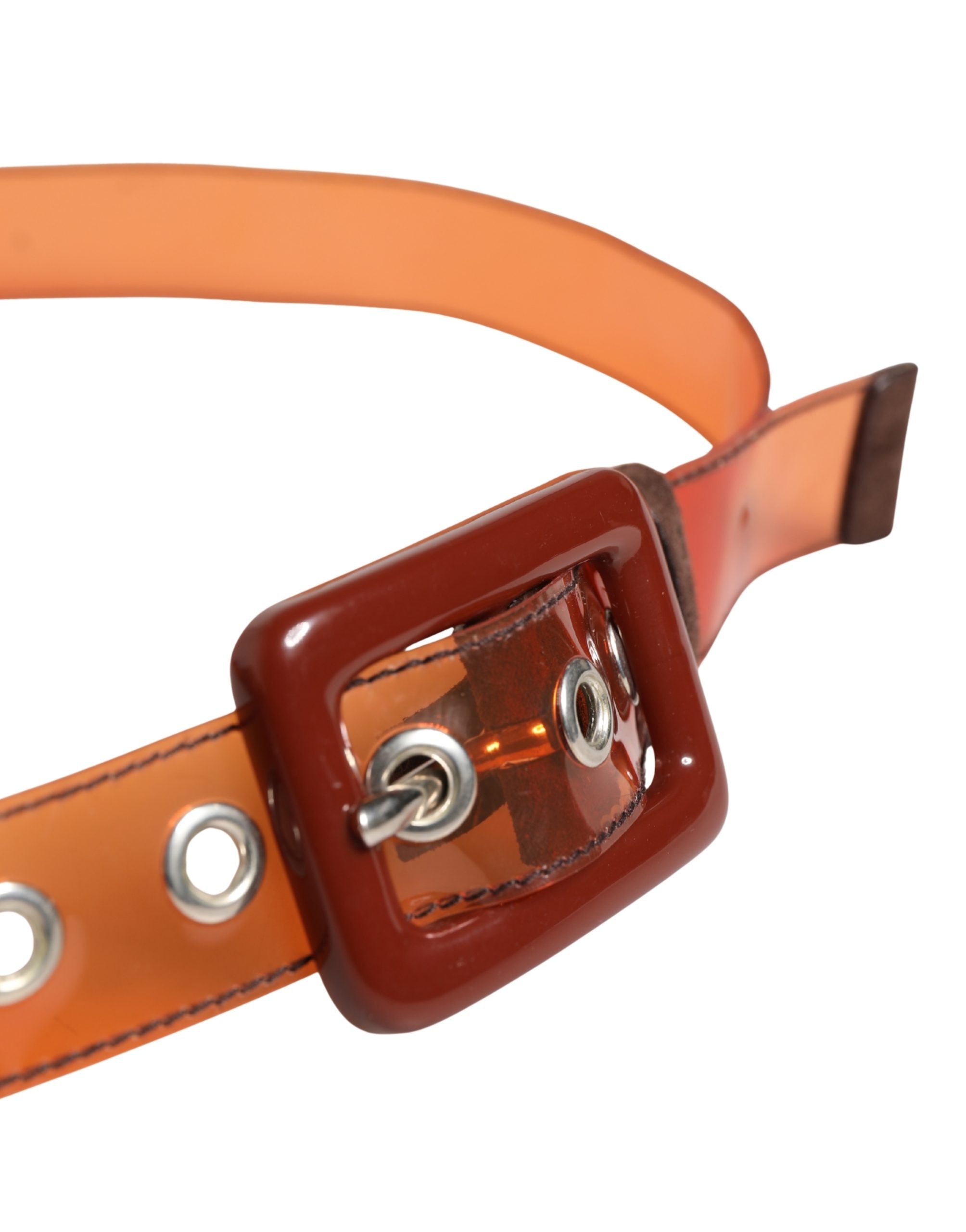 Miu Miu Orange PVC Waist Women Belt Square Buckle Belt