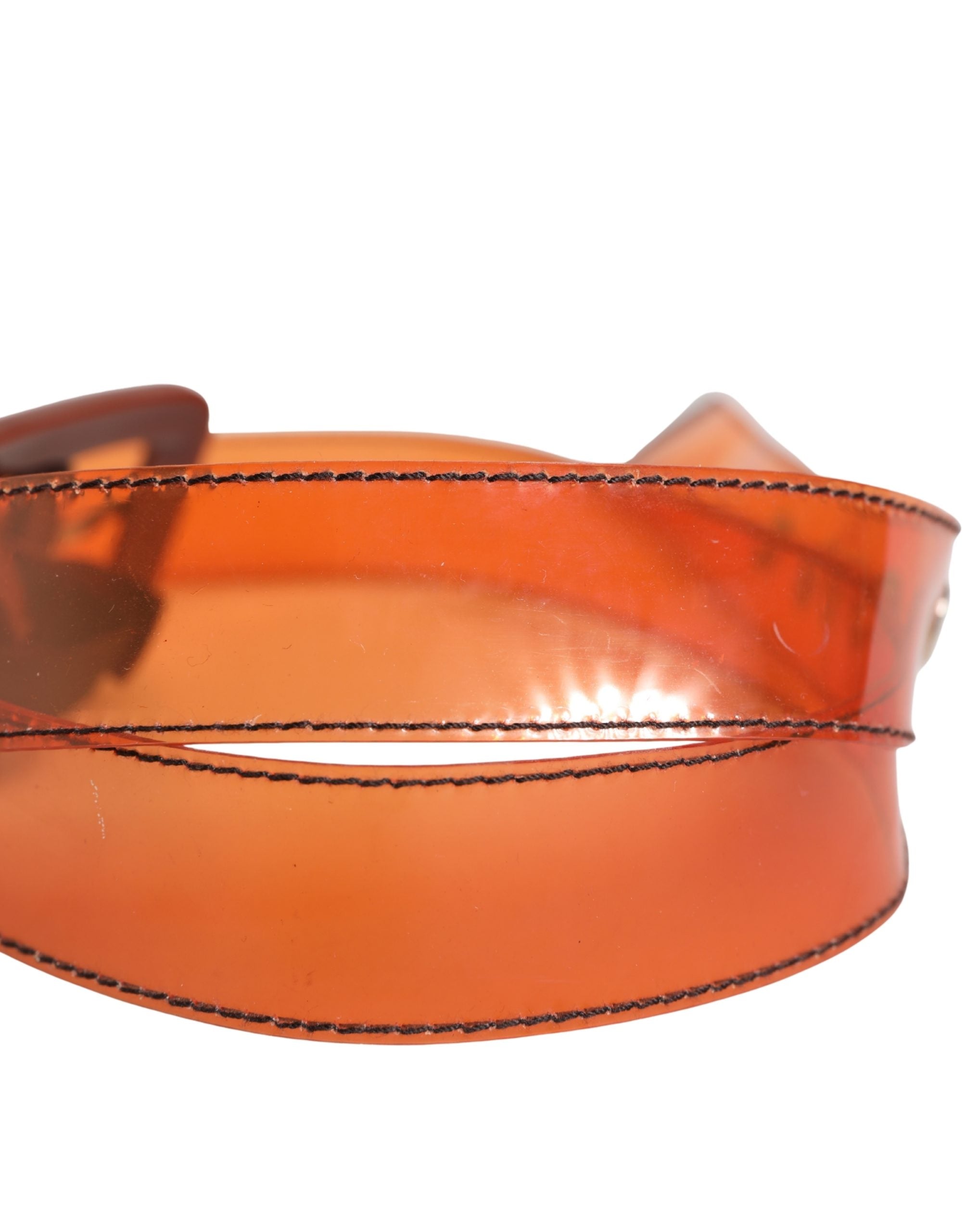 Miu Miu Orange PVC Waist Women Belt Square Buckle Belt
