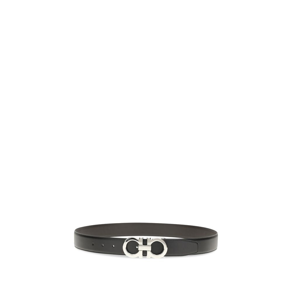 Ferragamo Black Calf Leather Bos Taurus Regular Belt