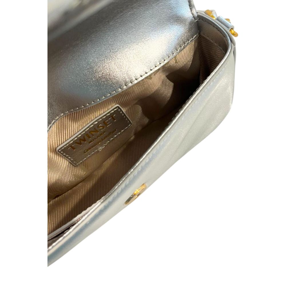 Twinset Silver PU Women Shoulder Bag
