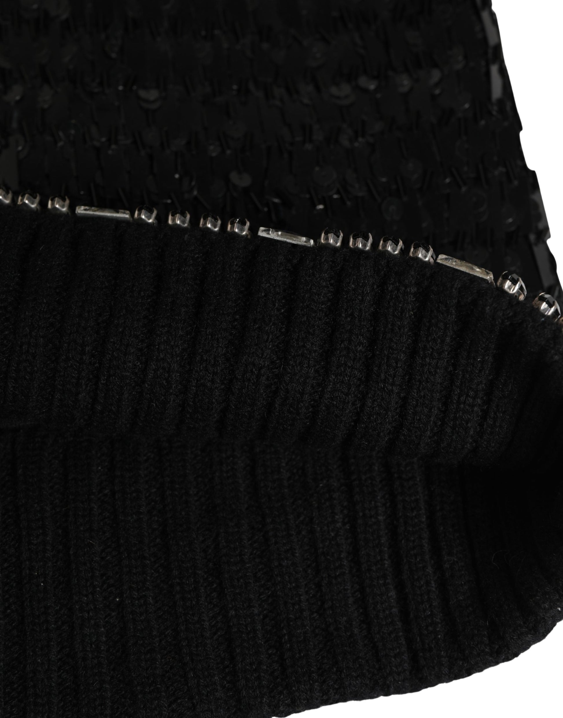 Dolce & Gabbana Black Wool Crystal Embellished Balaclava Hat