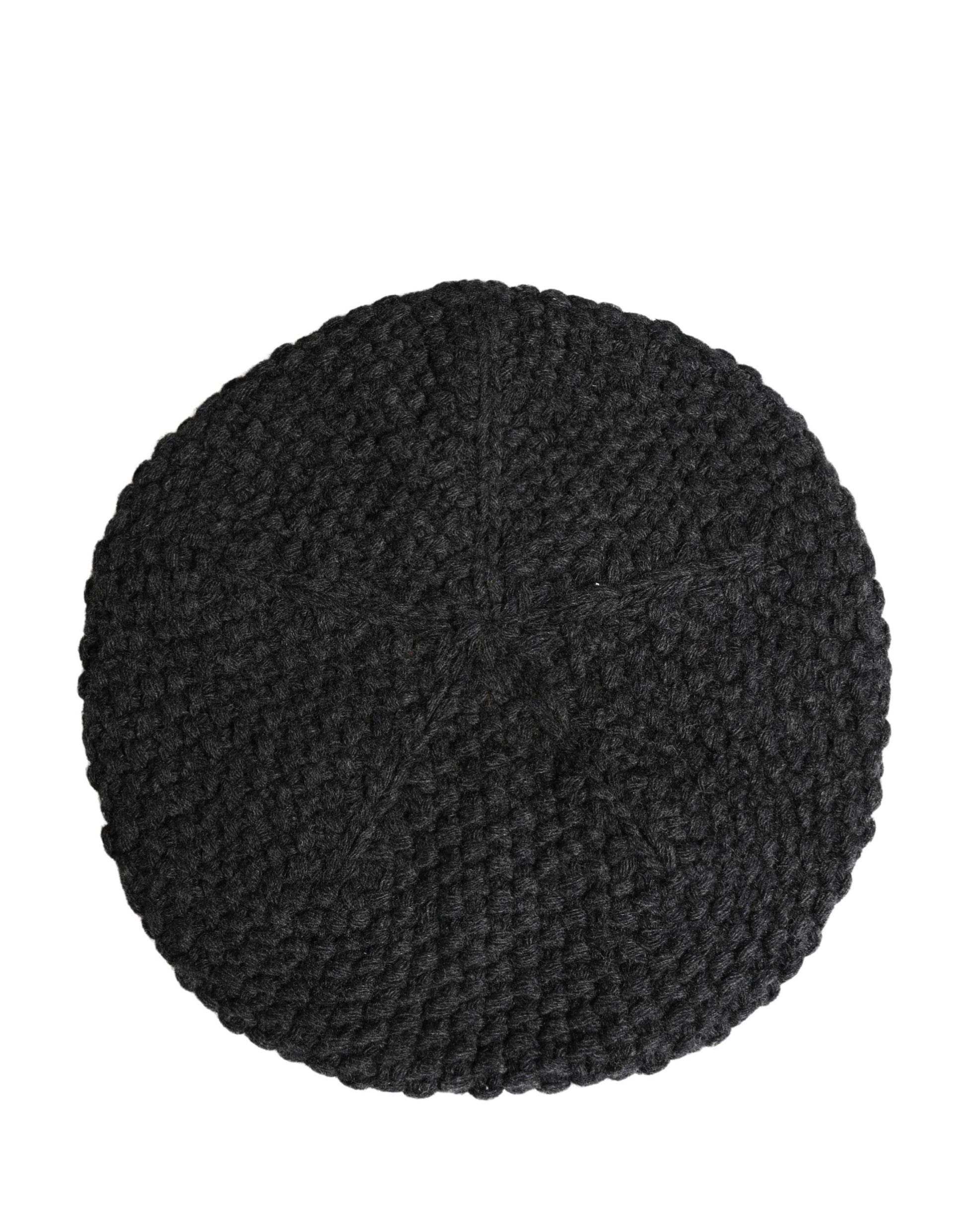 Dolce & Gabbana Black Virgin Wool Knitted Winter Beret Hat