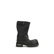 Balenciaga Black Calf Leather Bos Taurus Lace-Up Boots