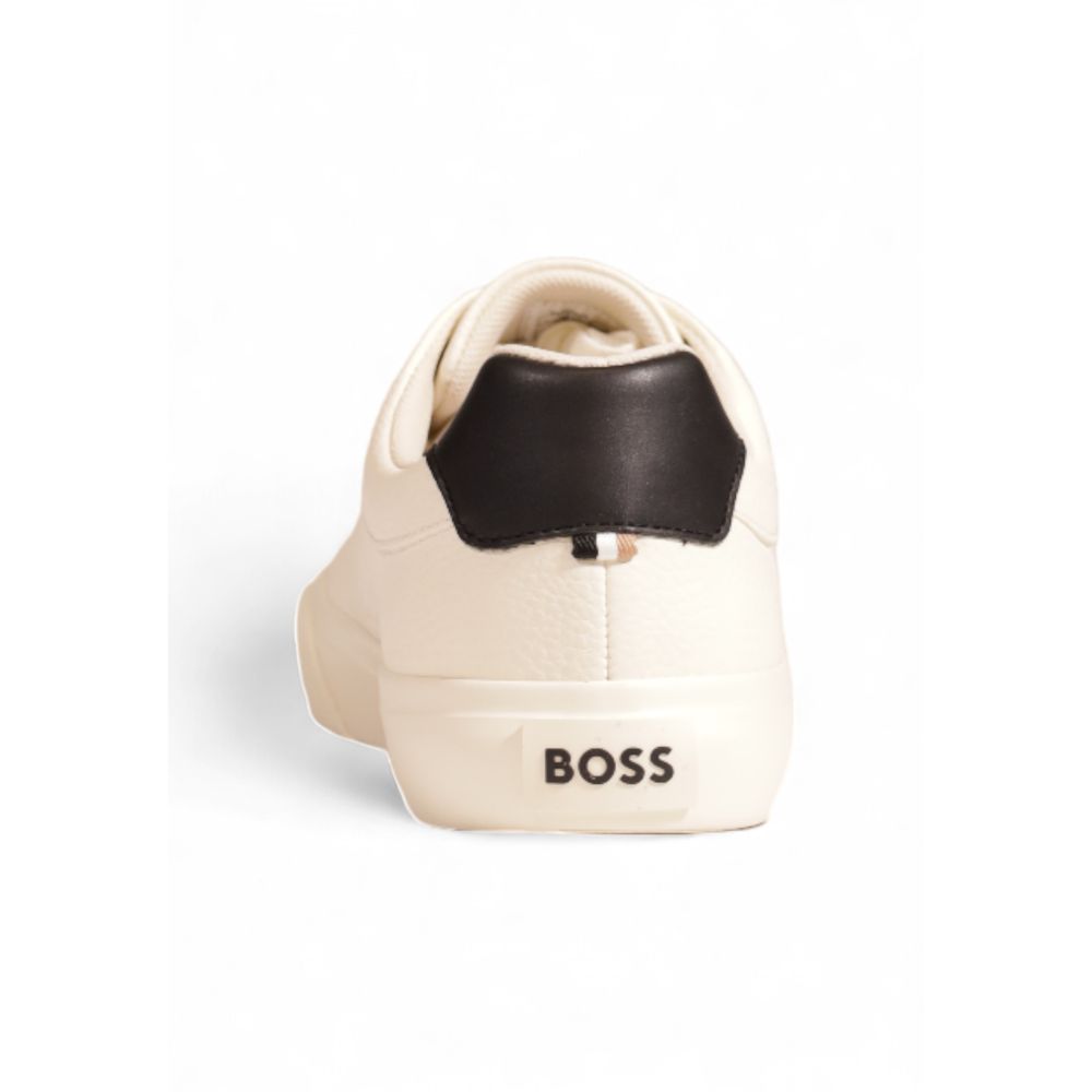 Hugo Boss Cream Leather Low Top Sneakers