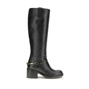 Chlo Black Calf Leather Bos Taurus Lace-Up Boots