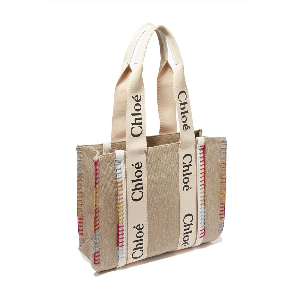 Chlo Beige Linen Tote Bag