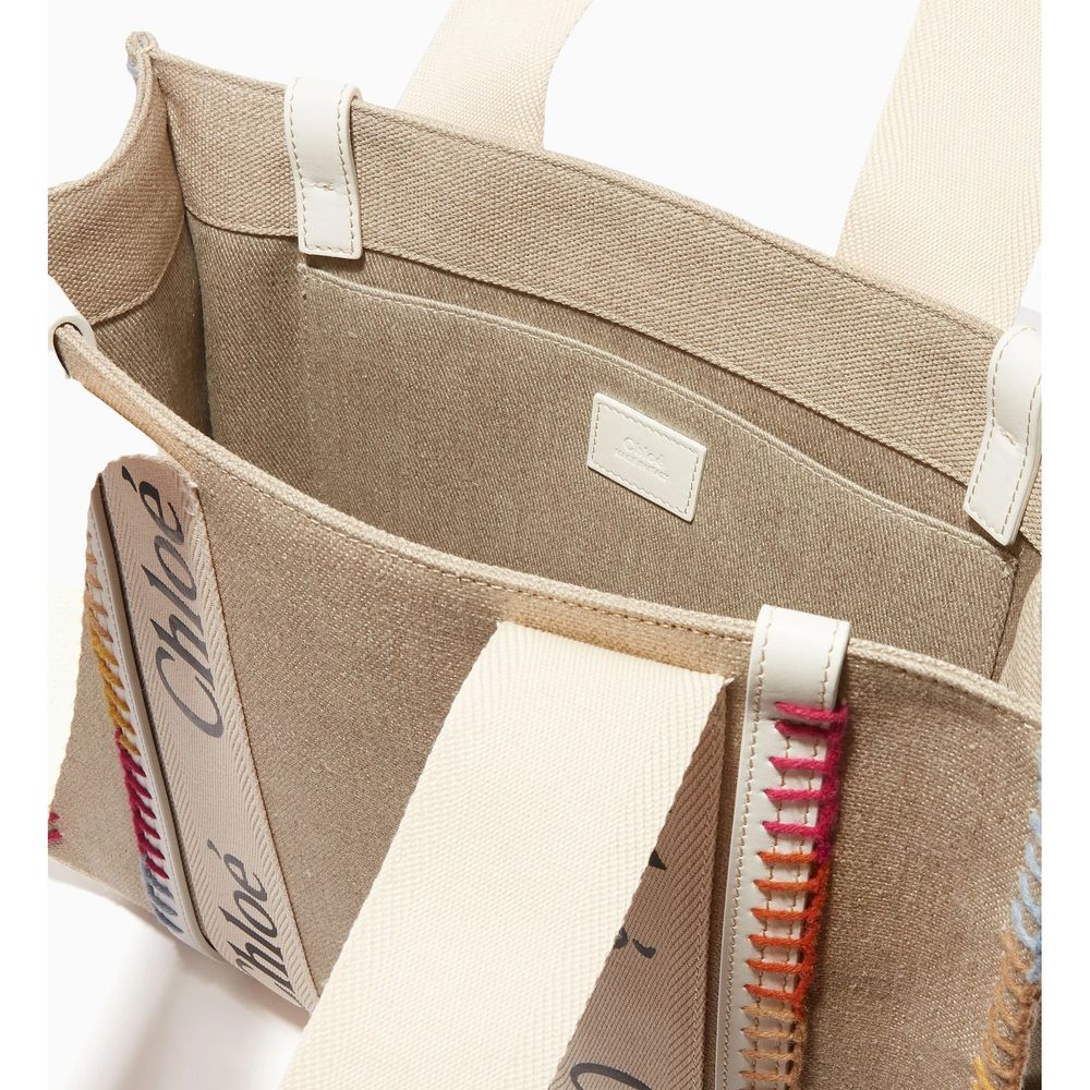 Chlo Beige Linen Tote Bag