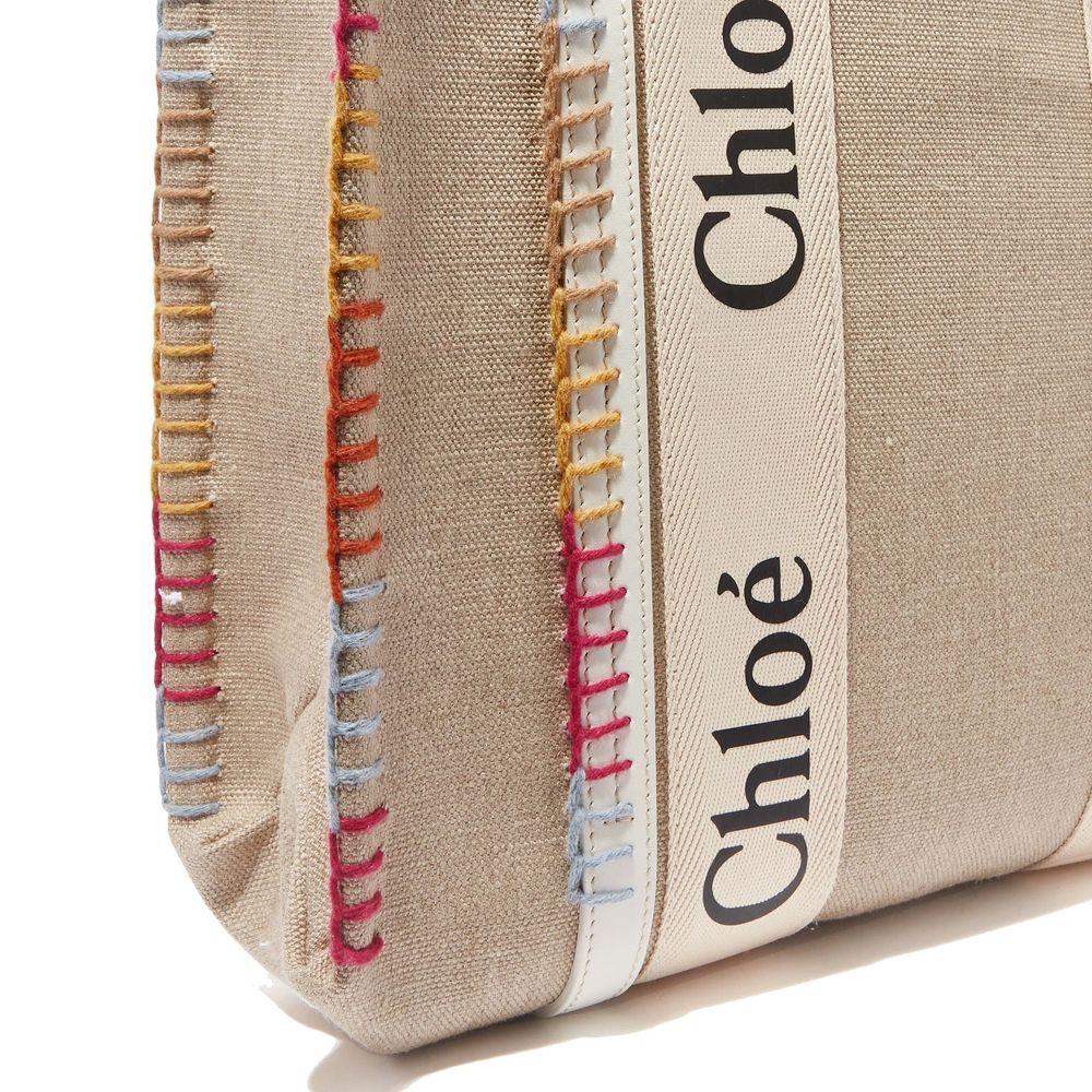 Chlo Beige Linen Tote Bag