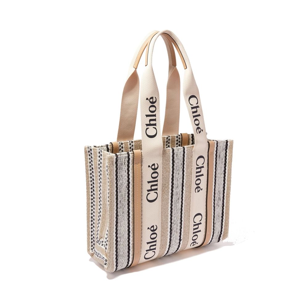 Chlo Beige Linen Tote Bag