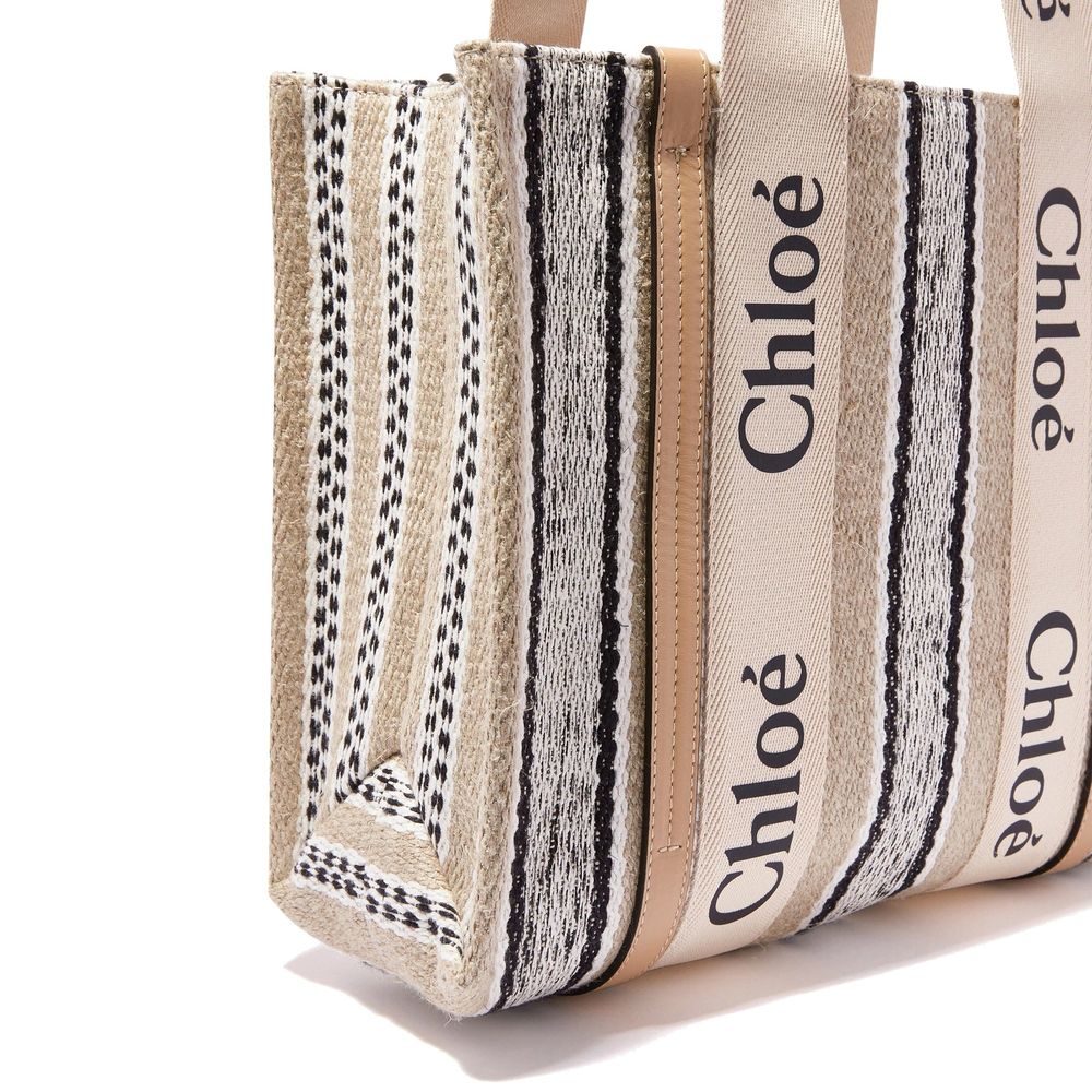 Chlo Beige Linen Tote Bag
