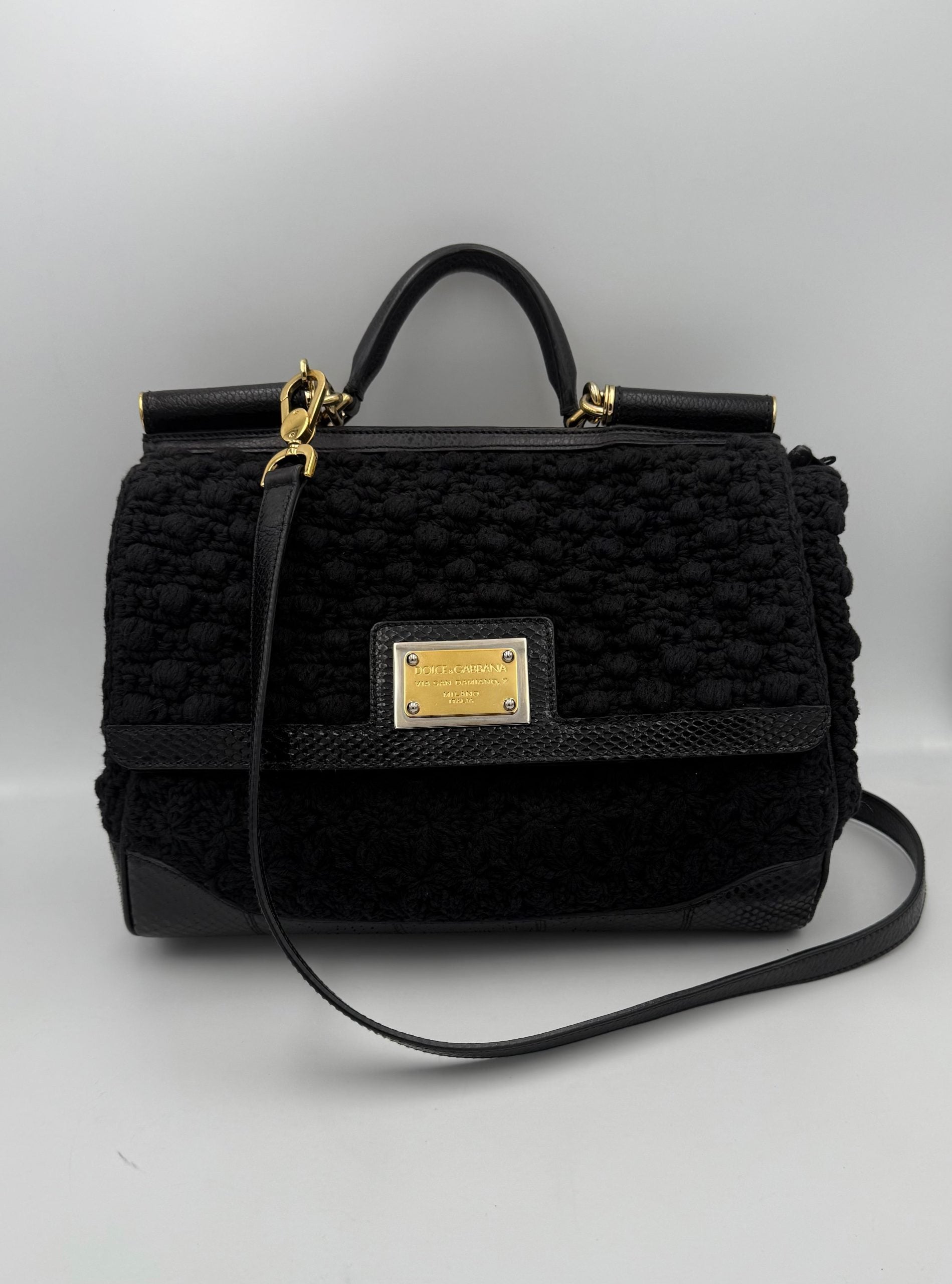 Dolce & Gabbana DOLCE & GABBANA Sicily Python and Macram Handbag