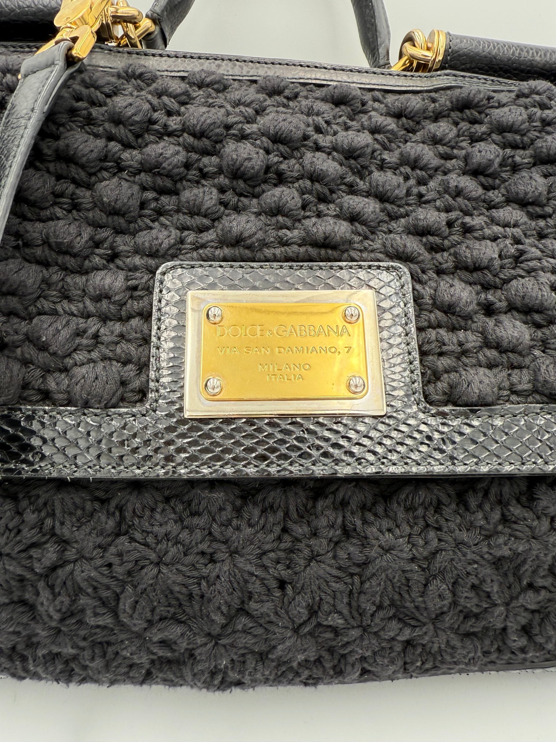 Dolce & Gabbana DOLCE & GABBANA Sicily Python and Macram Handbag