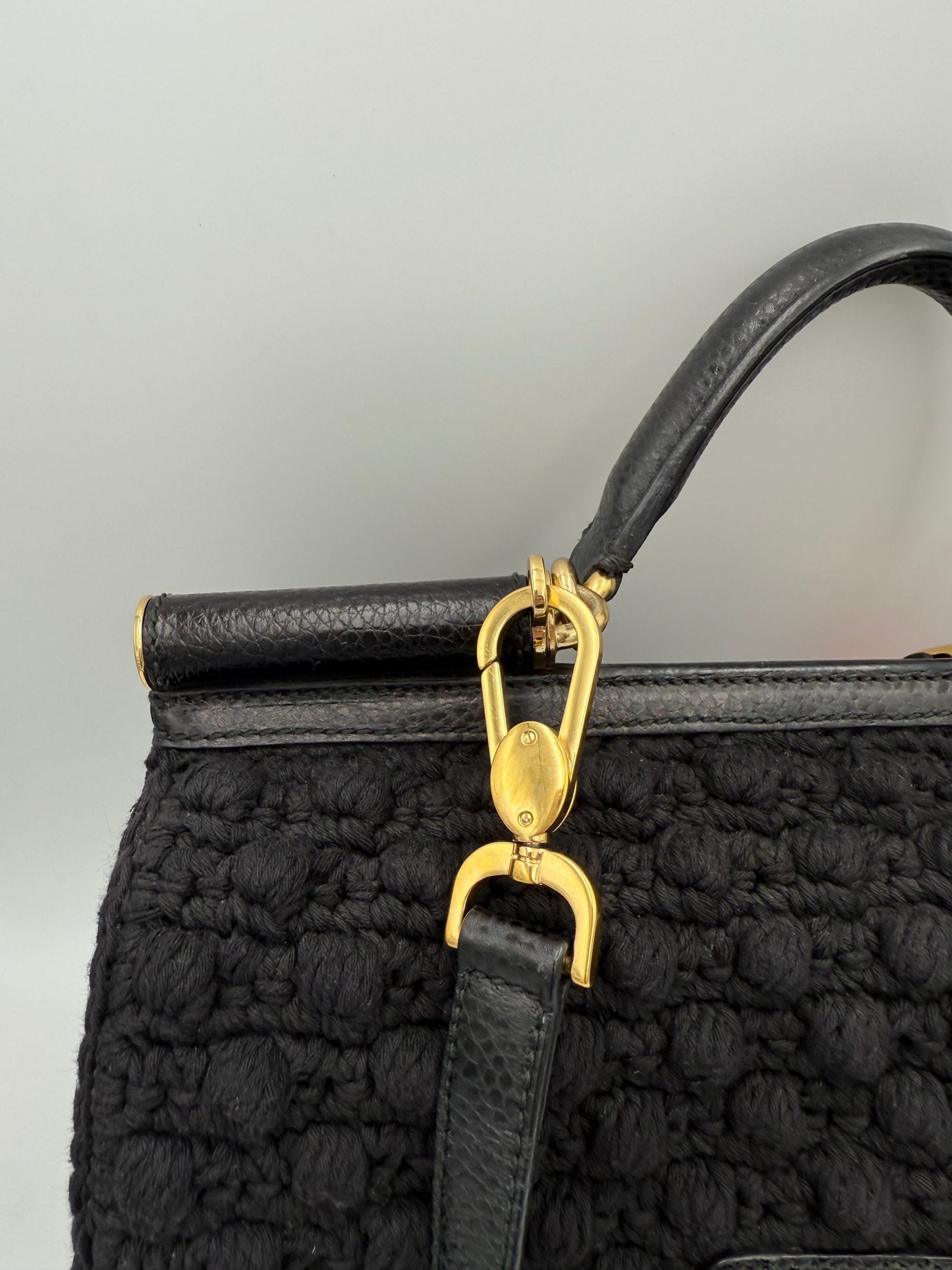 Dolce & Gabbana DOLCE & GABBANA Sicily Python and Macram Handbag